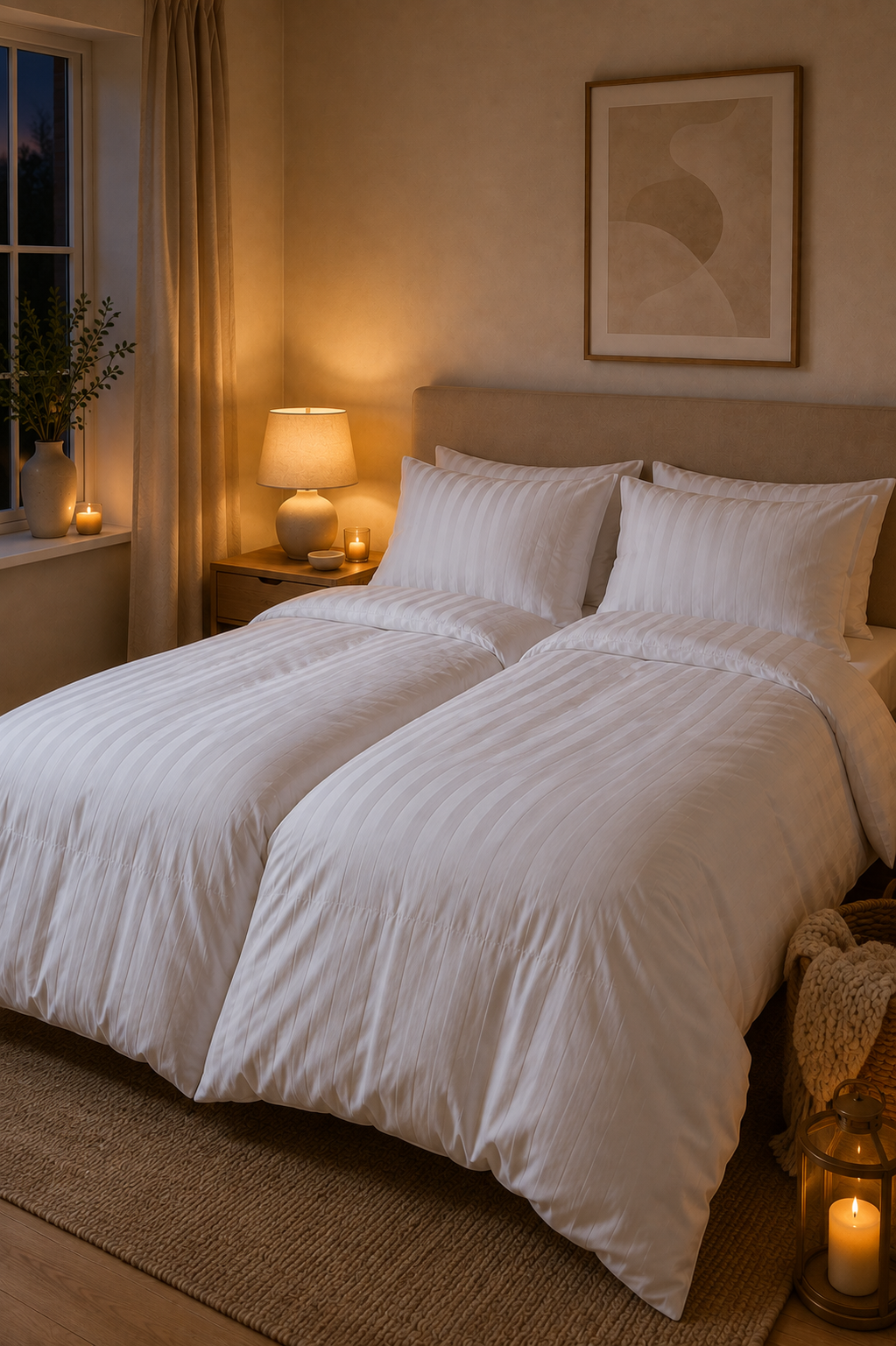 Bambu satin påslakanset, Satinvit 140x200
