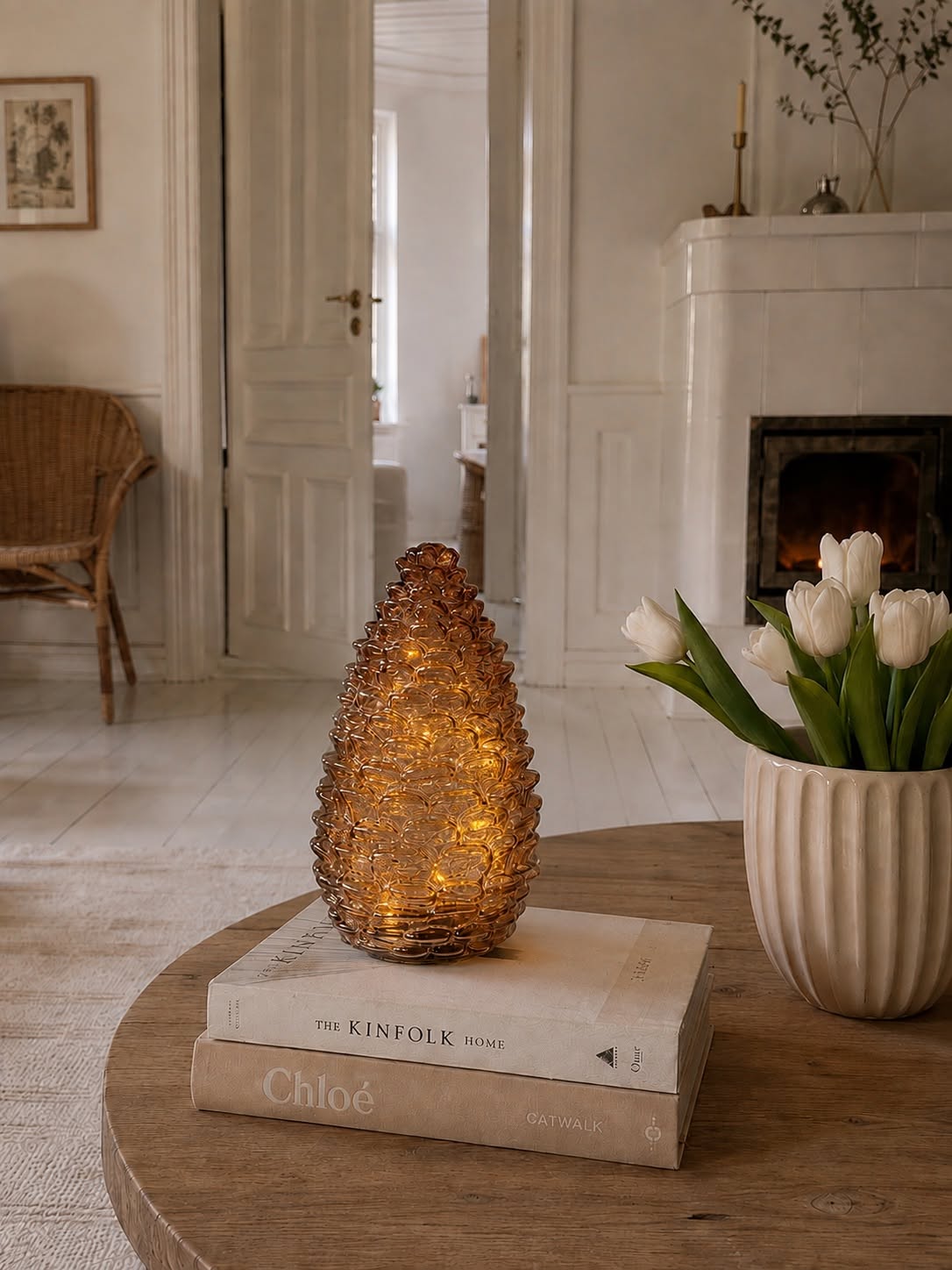 Kotte med LED-ljus - Brown