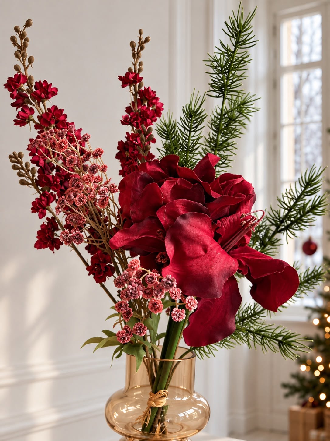 Julbukett med Amaryllis - Röd