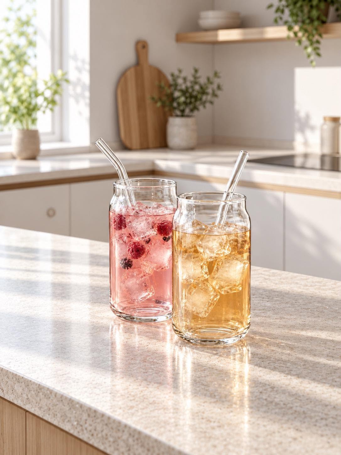 Set med 2 dricksglas med sugrör