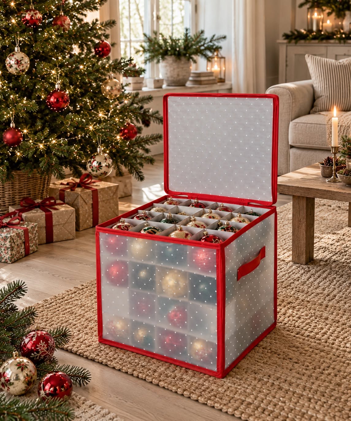 Förvaringsbox för 64 julkulor