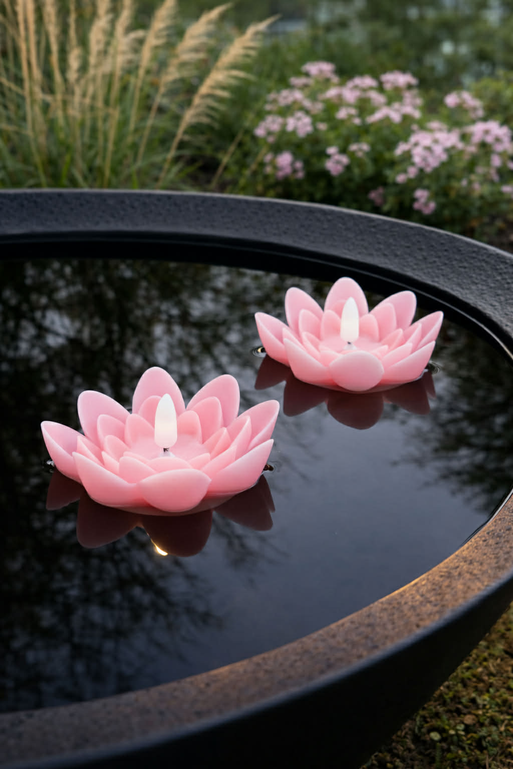 Flytljus med timer - Set med 2 st. Rosa Lotus
