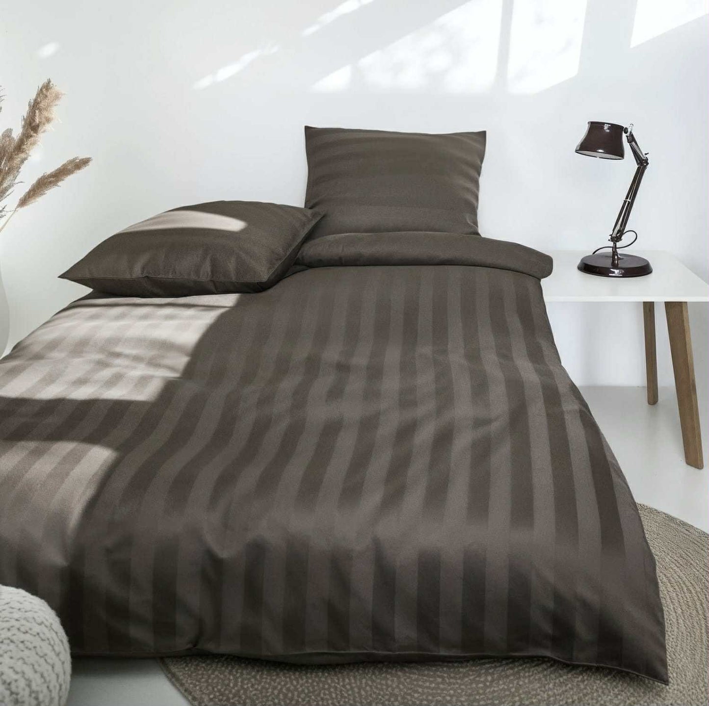 Bambu-satin bäddset, Ljus Mokka, 140x200 - 63x60