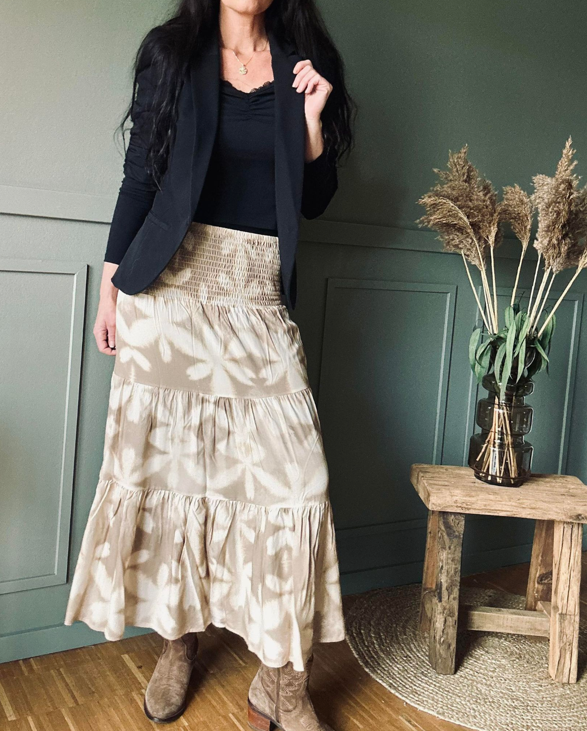 Kjol Boho Leaf beige