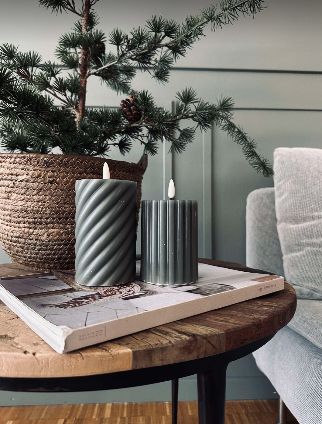 LED Blockljus / Design – 2 st Grön randig