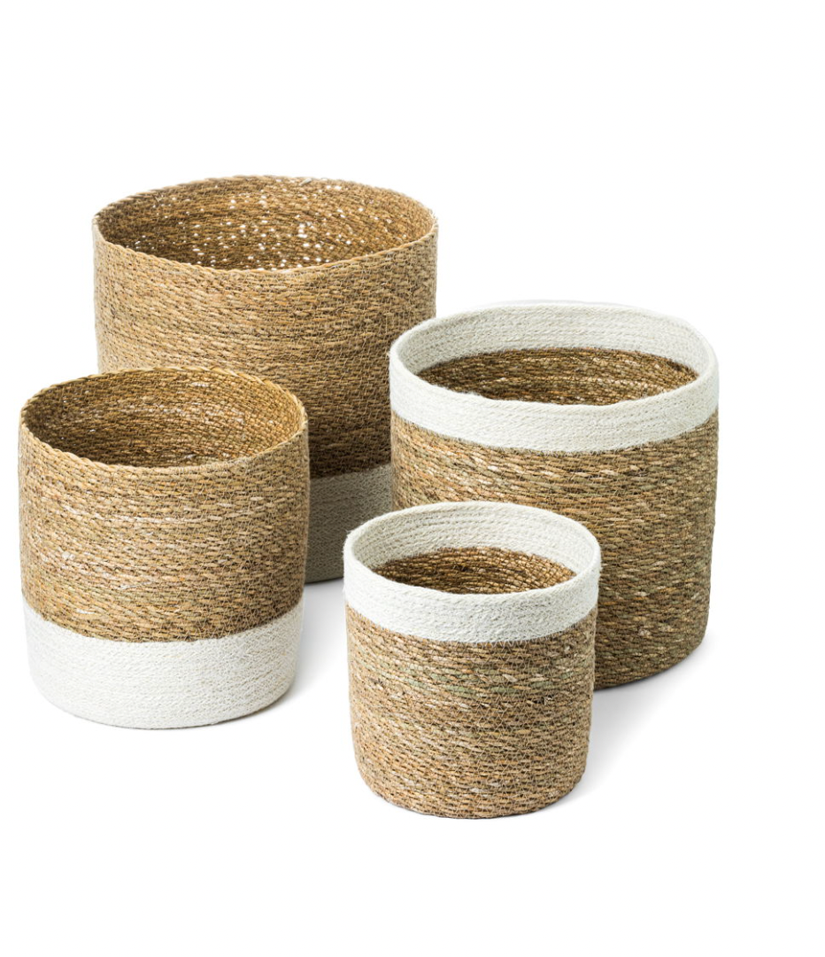 Flätade sjögräskorgar - Set om 4 st