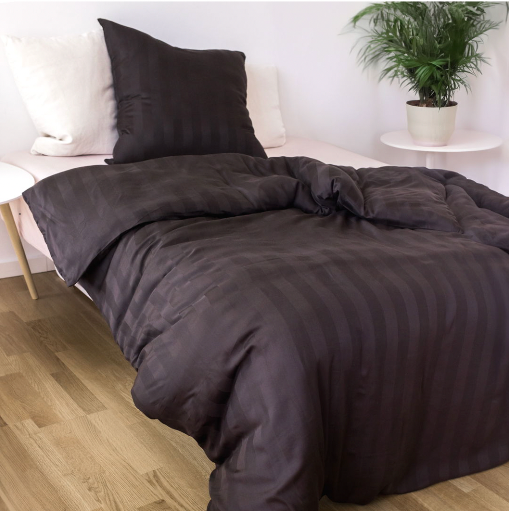 Bambu-satin påslakanset, brun, 140x220 - 63x60