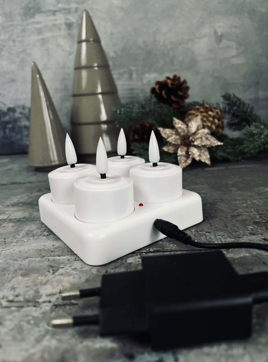 LED värmeljus - Uppladdningsbara - 4 st