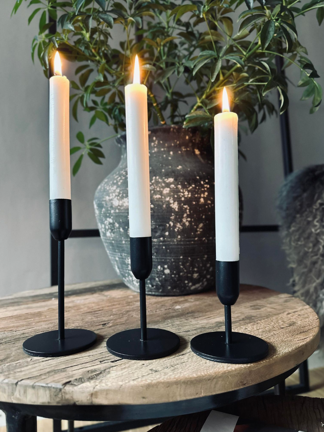 Ljusstake set för stavljus – Black Mindy
