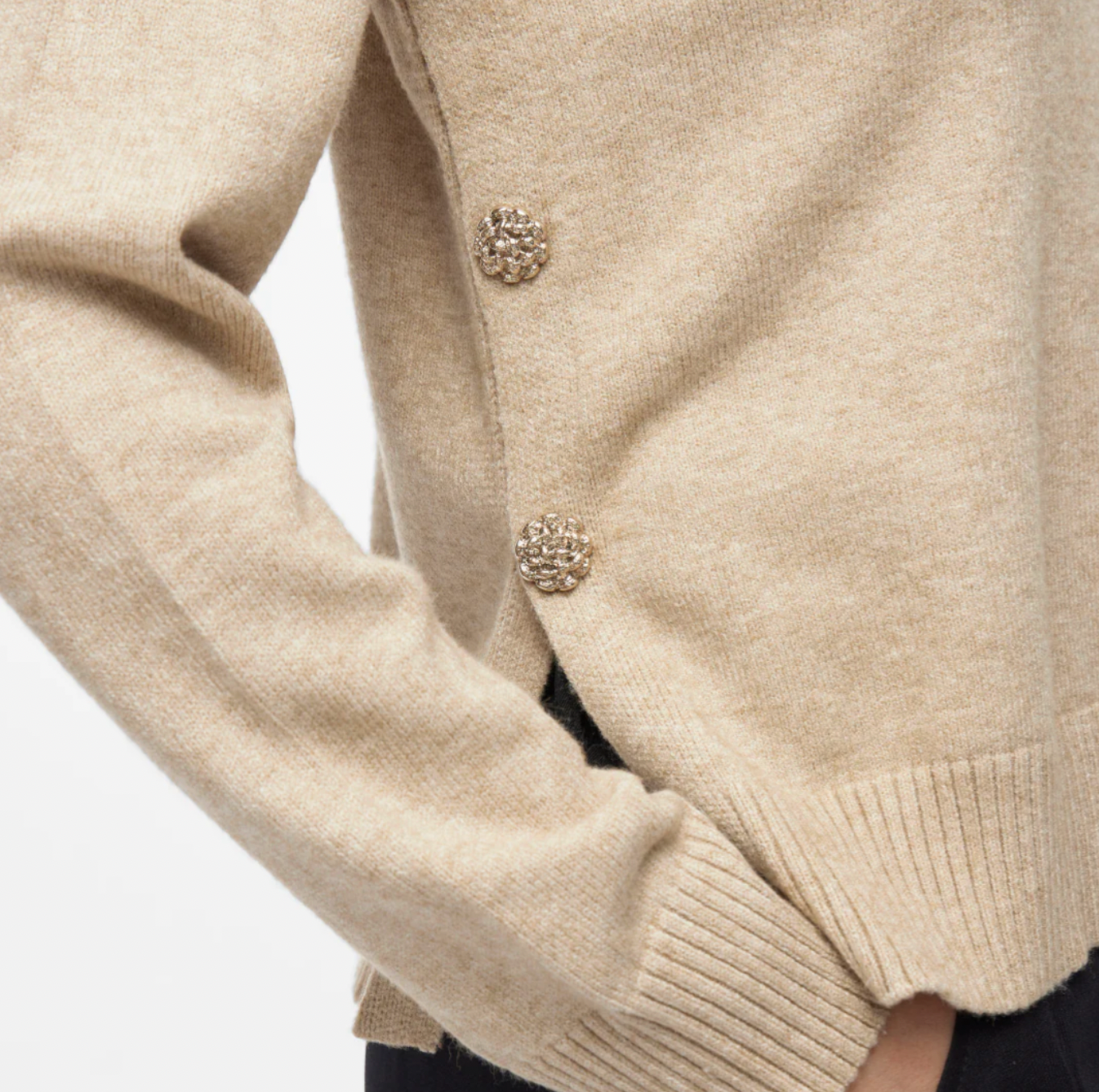 Blus med vackra knappar - Beige