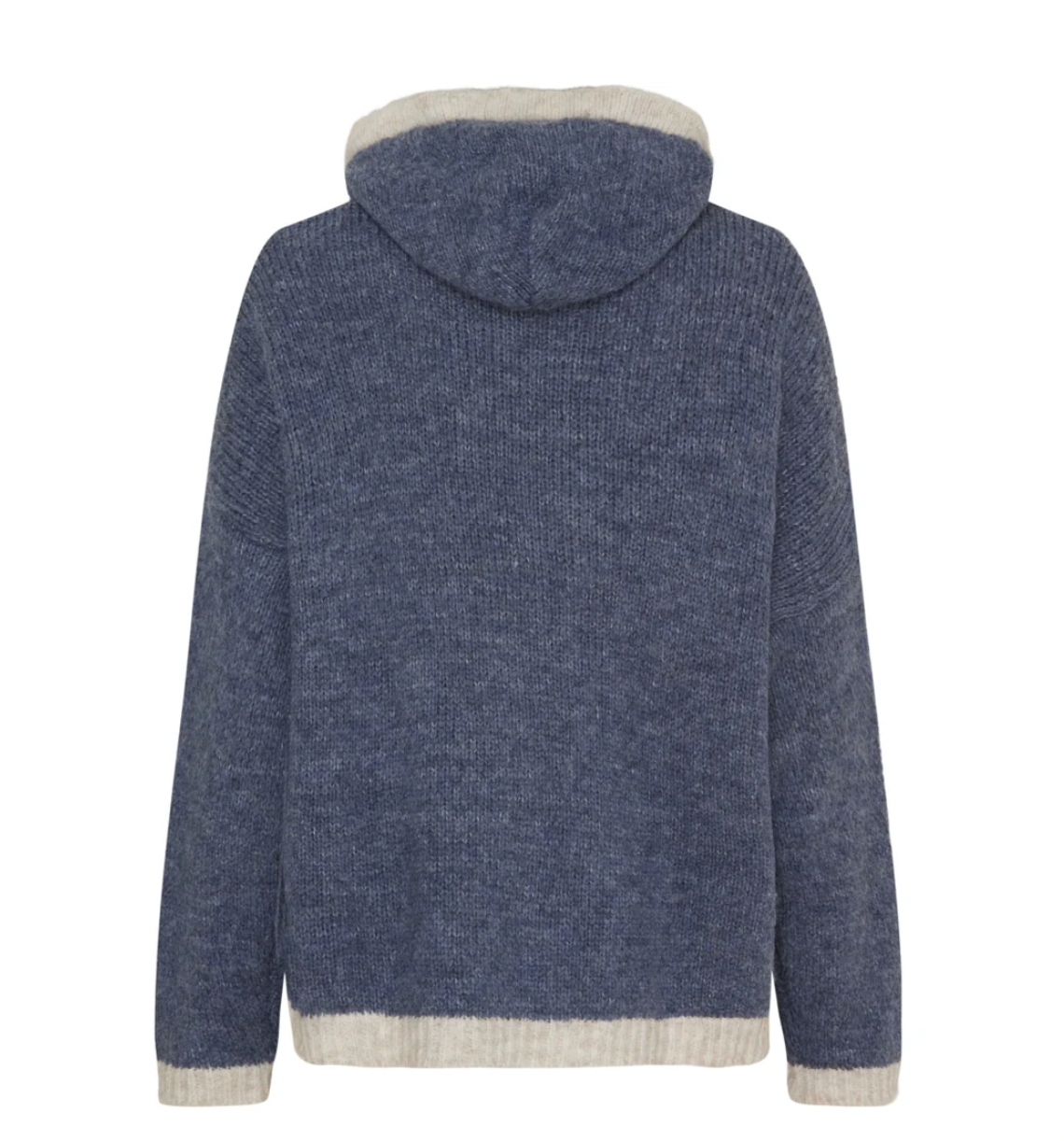 Stickad Hoddie - Jeans blue