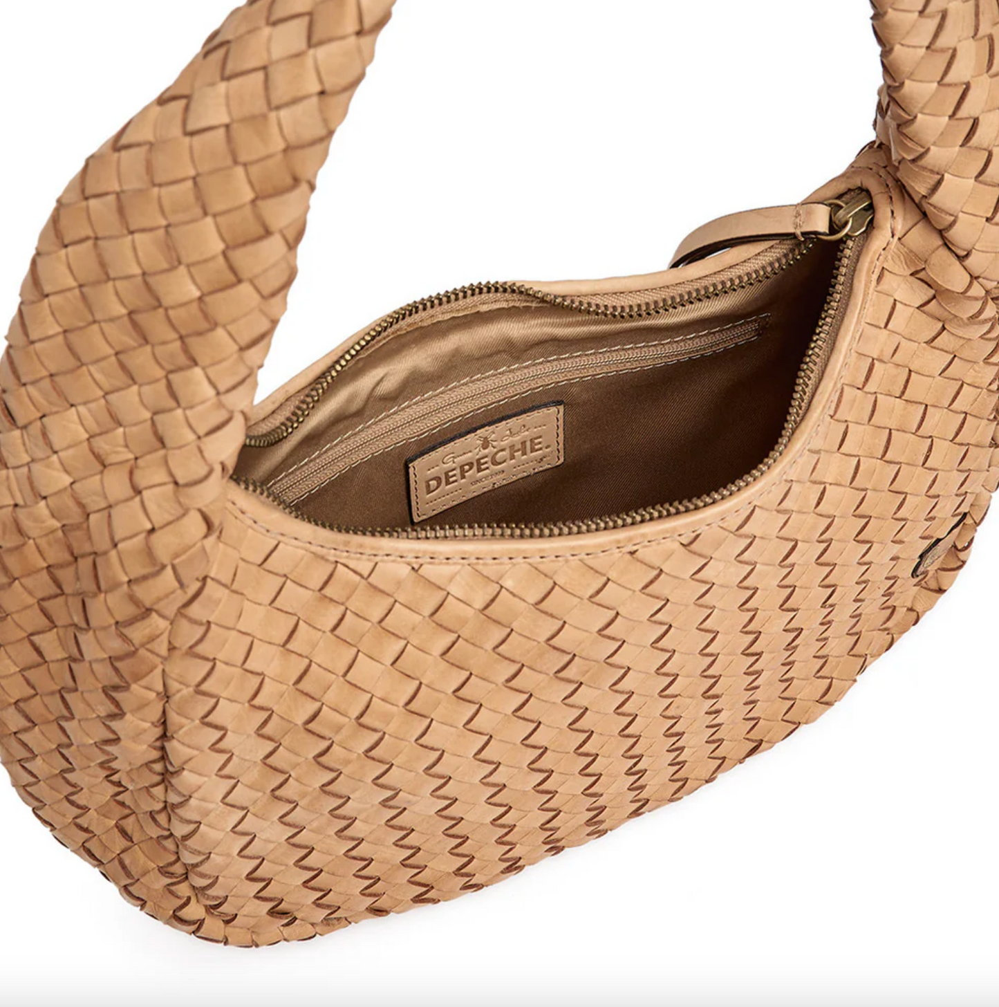 Elegant handflätad axelväska - Sand