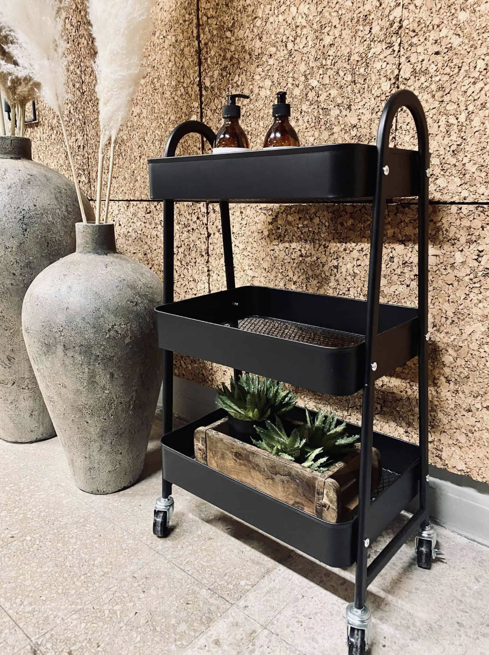 Rullvagn med hjul - Svart