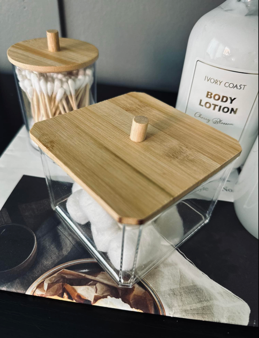 Makeup-organizer - Akryl med lock i bambu