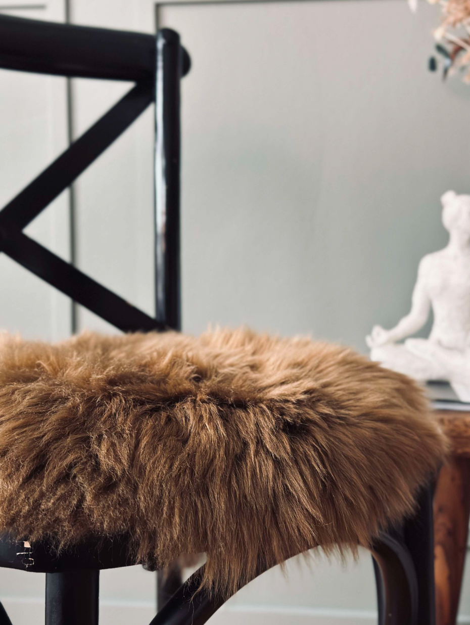 Sitsfäll Ø 34cm - Brun fårskinn