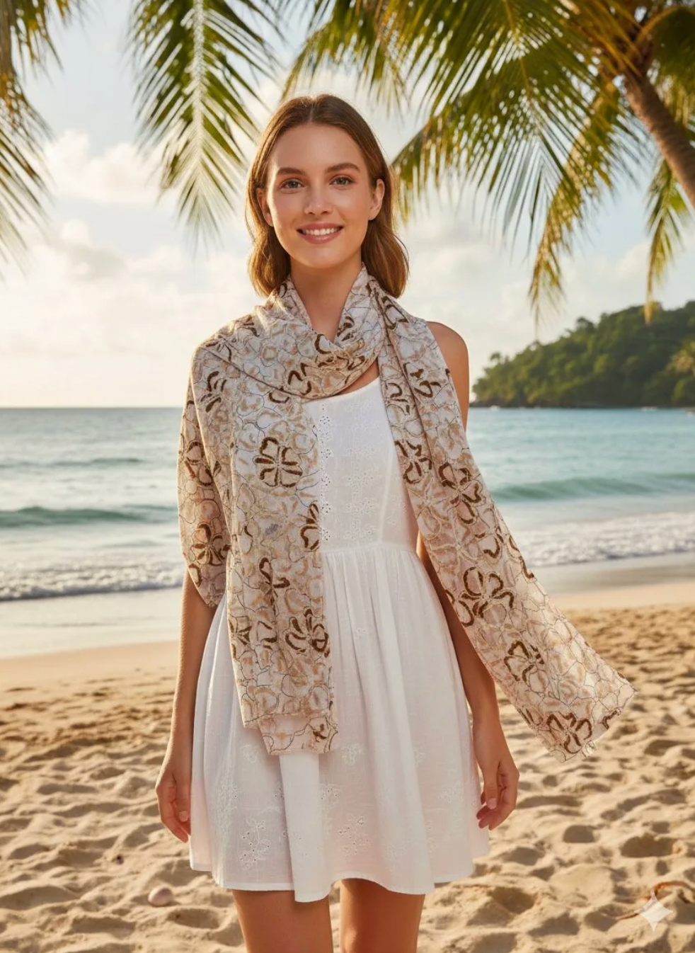 Halsduk Medina - beige / guld