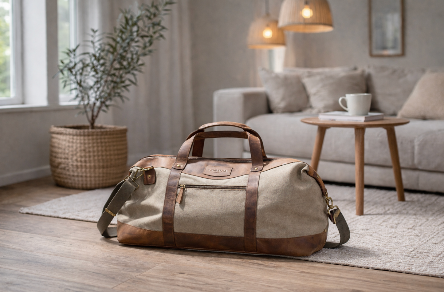 Weekendväska i skinn och kanvas - Canvas HUNTER