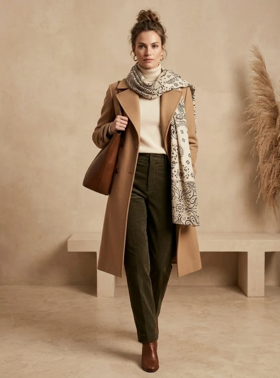 Sjal Viskos/ull - beige