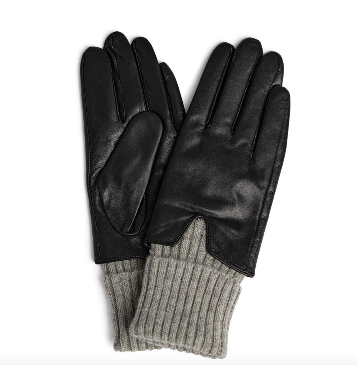 Skinnhandske med vikbar stickad mudd - Black/Grey