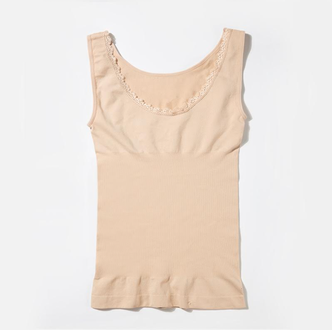 Seamless-topp med spetskant - Nude