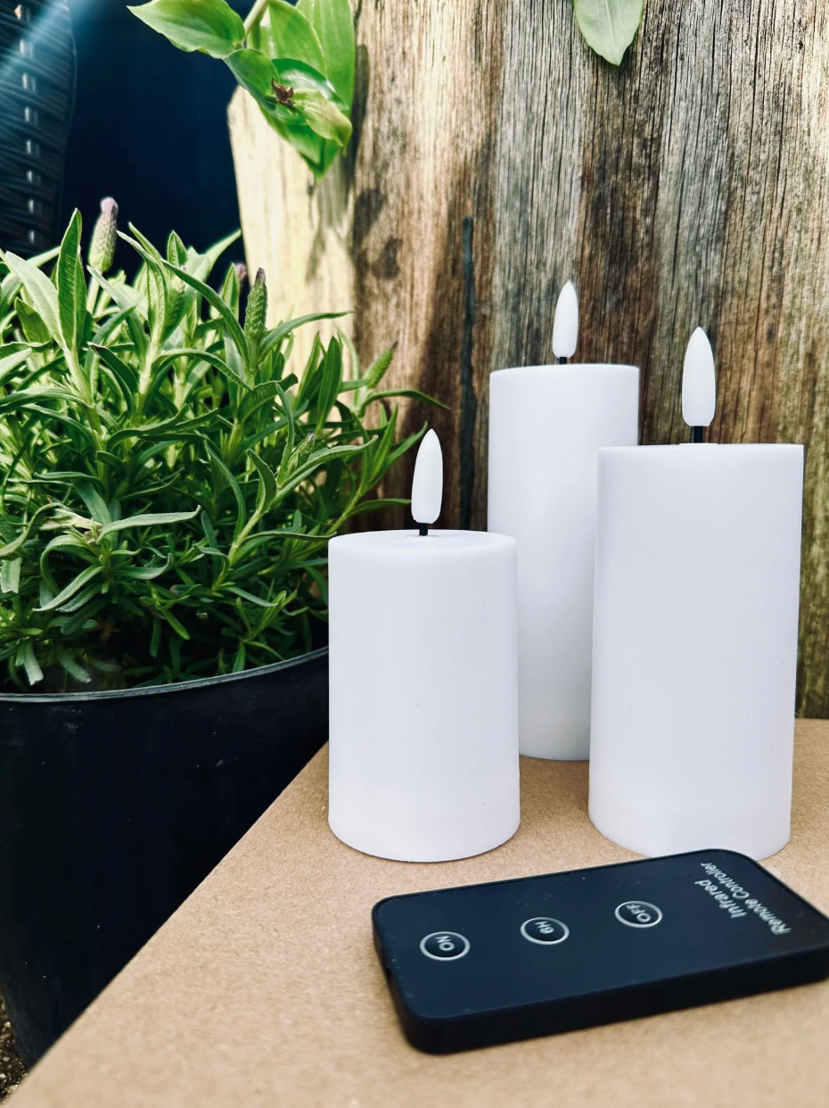 LED Utomhus Blockljus Set om 3 st - Vit