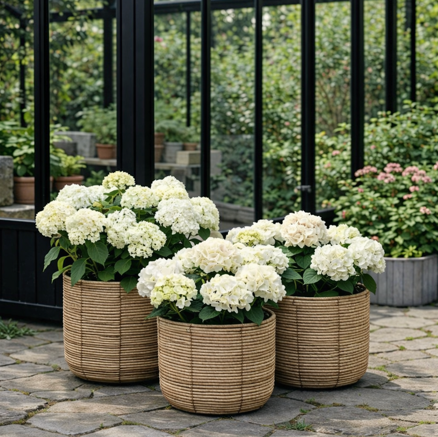 Plantkorgar RATTAN – Set med 3 storlekar