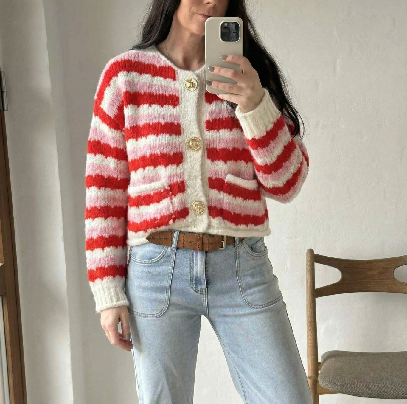 Cardigan Röd rand