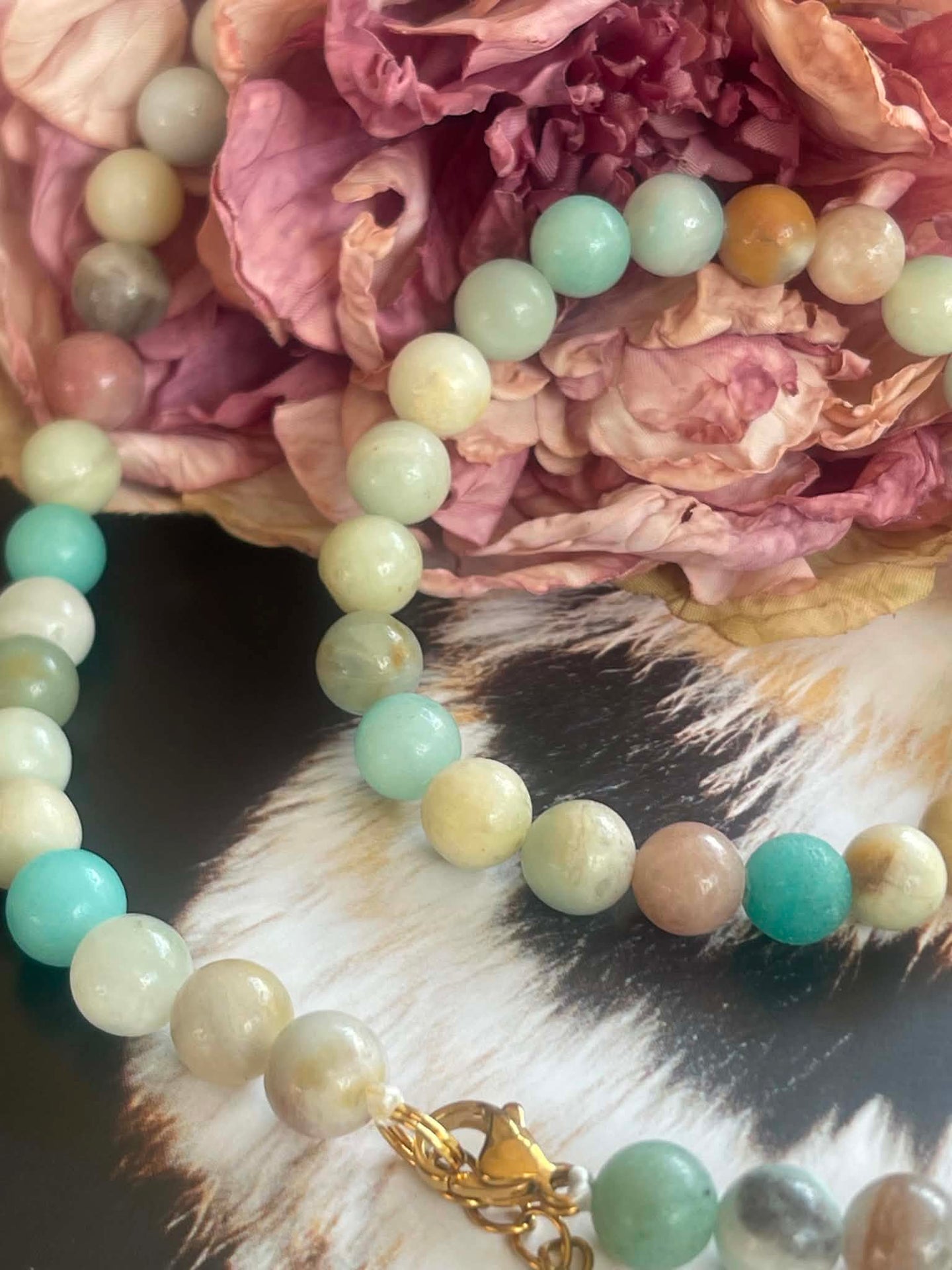 Halsband Mary Natur/Aqua Mix