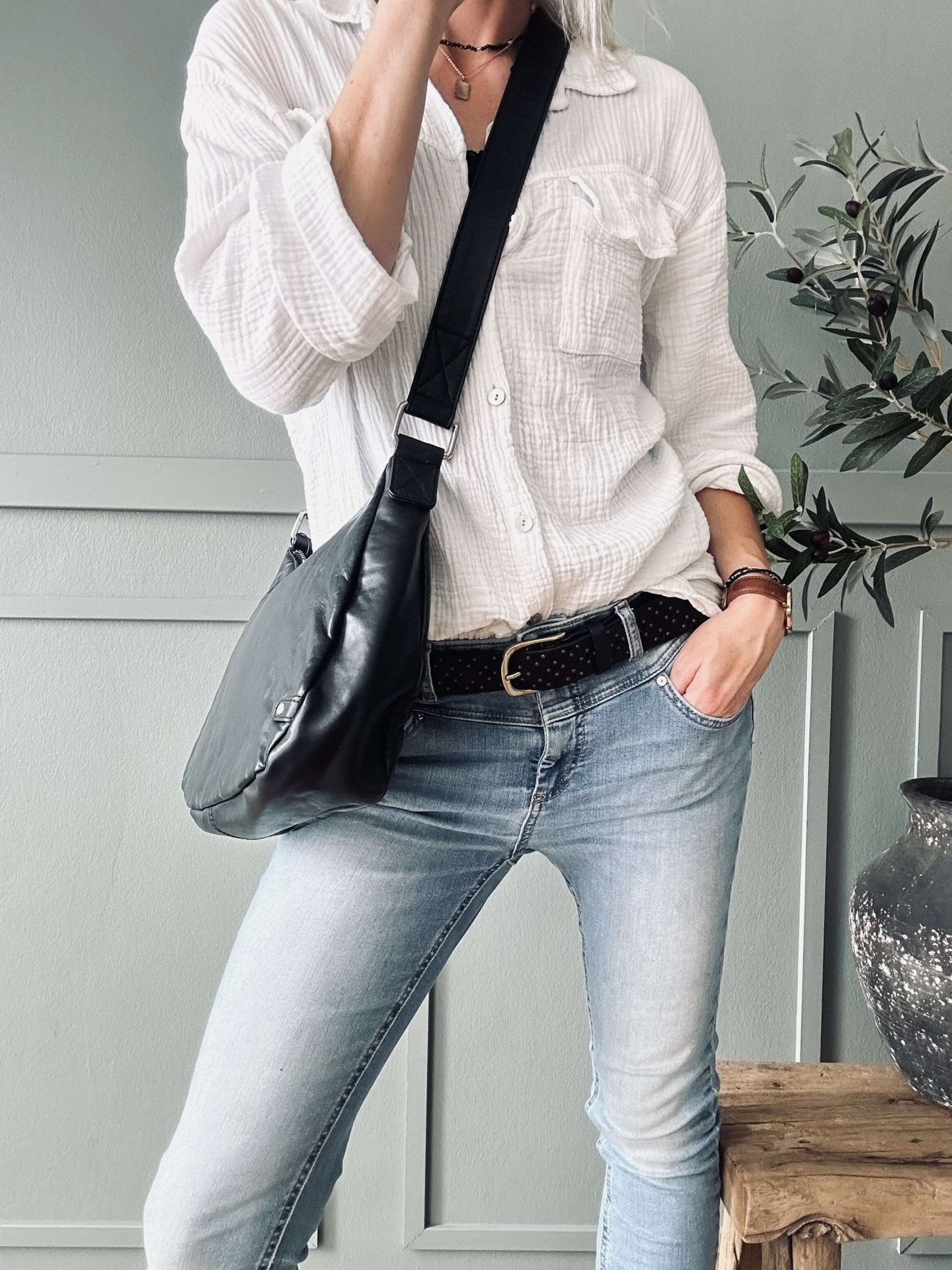 Bælte black leather - VIAMAJA.DK