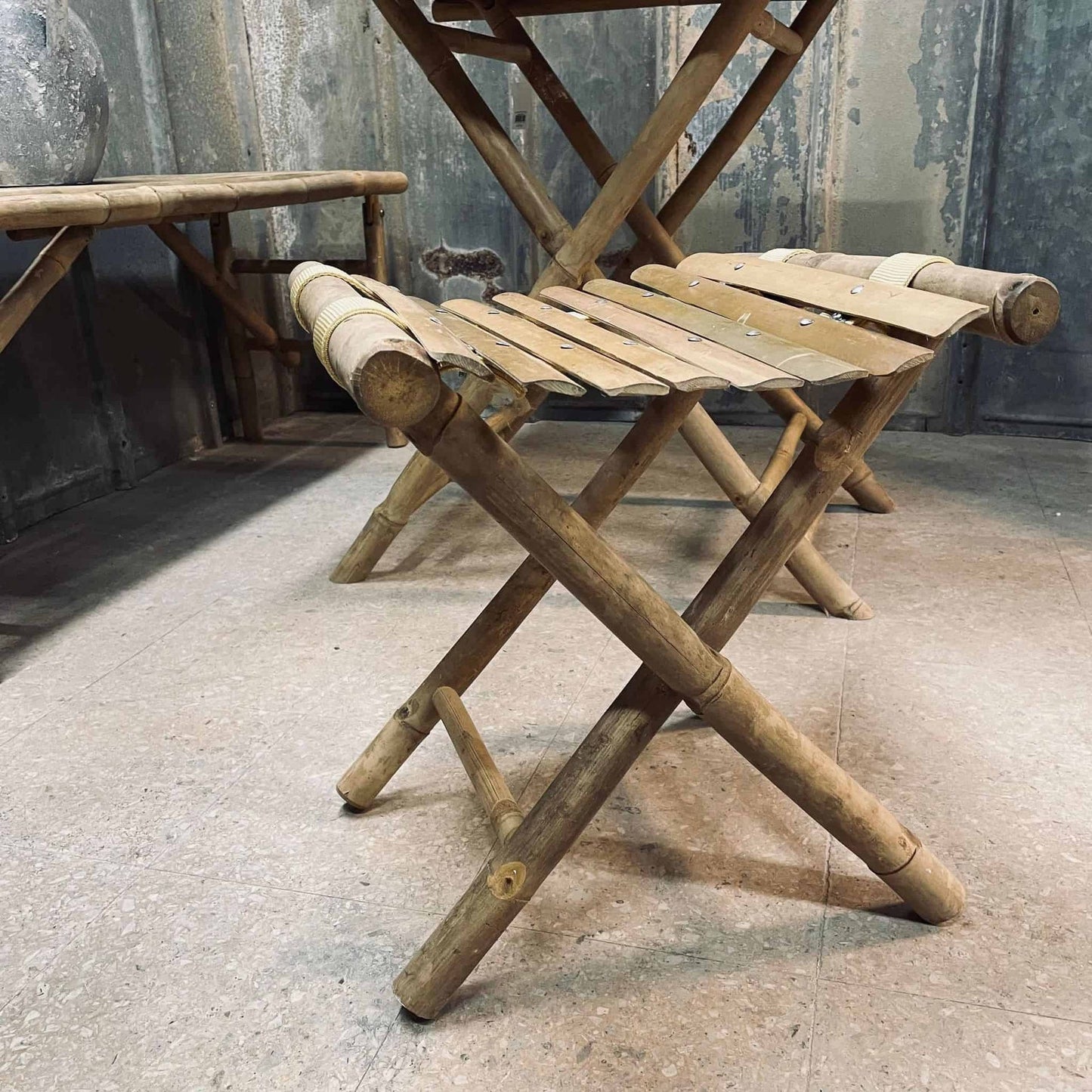 Bambus skammel med lameller - VIAMAJA.DK