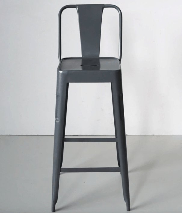 Barstol med ryglæn – Industriel design – Grå jern - VIAMAJA.DK