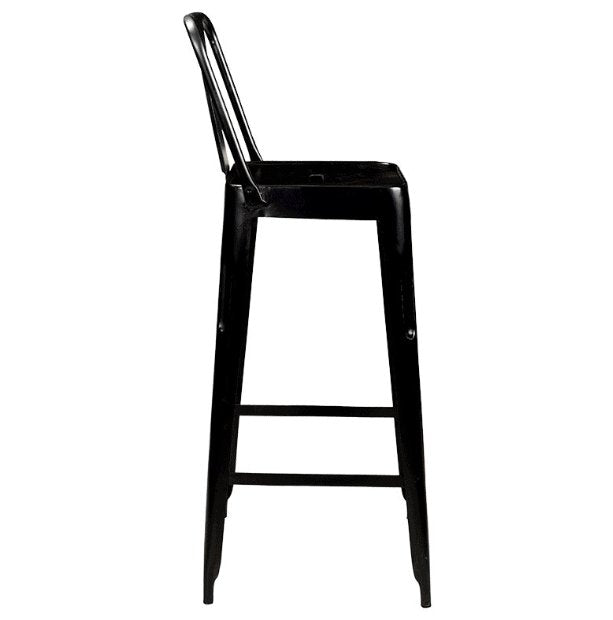 Barstol med ryglæn - Industriel design - Sort jern - VIAMAJA.DK