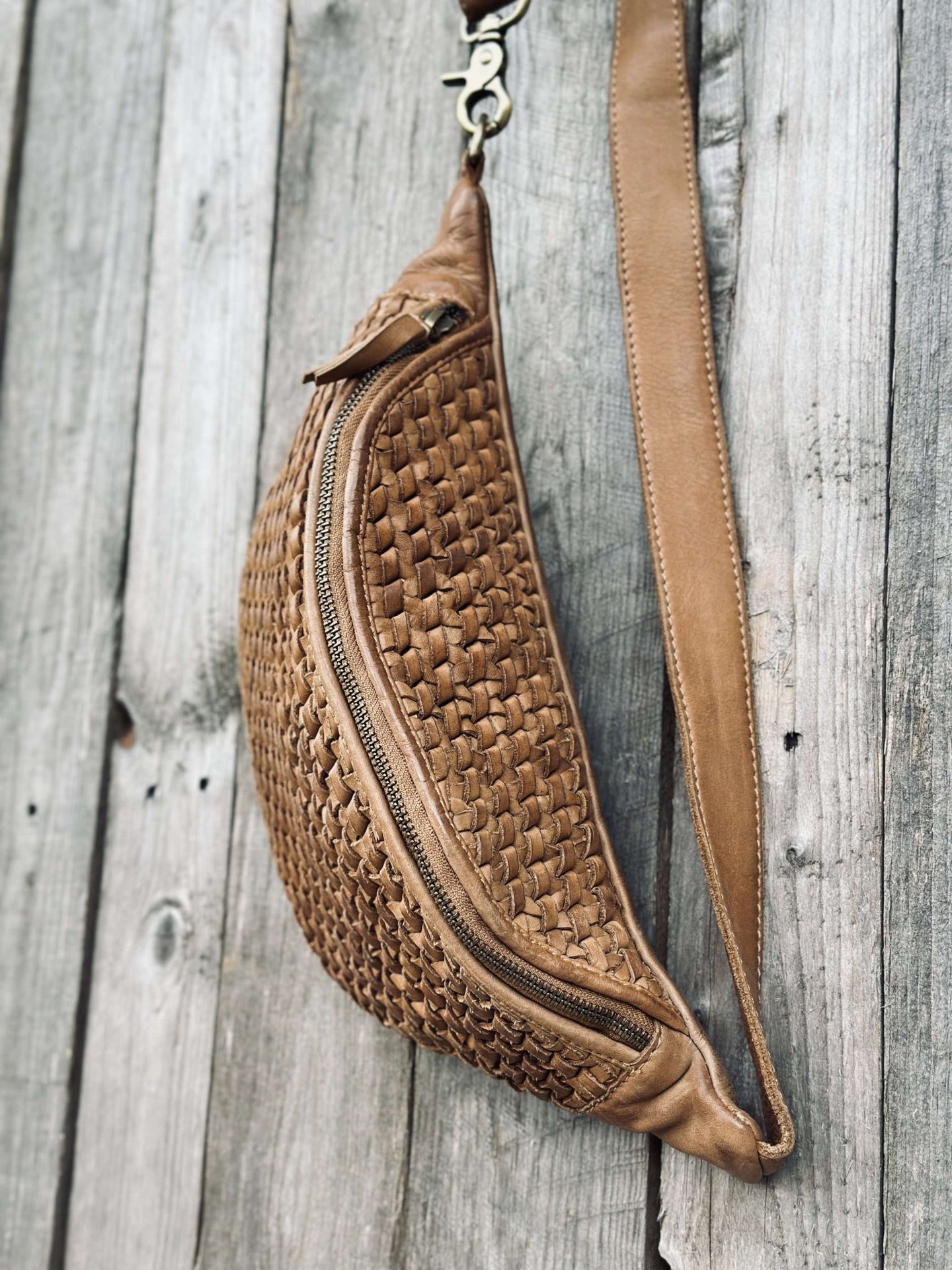 Bumbag flettet læder - Nature - VIAMAJA.DK