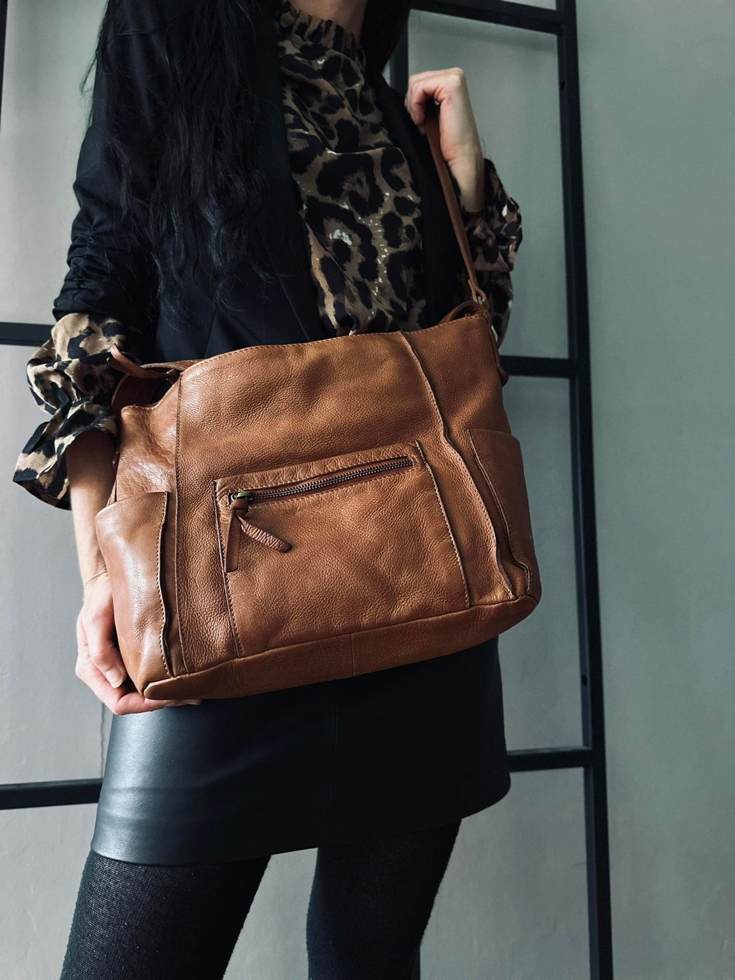 Crossbody Raw Boheme XL – Cognac - VIAMAJA.DK