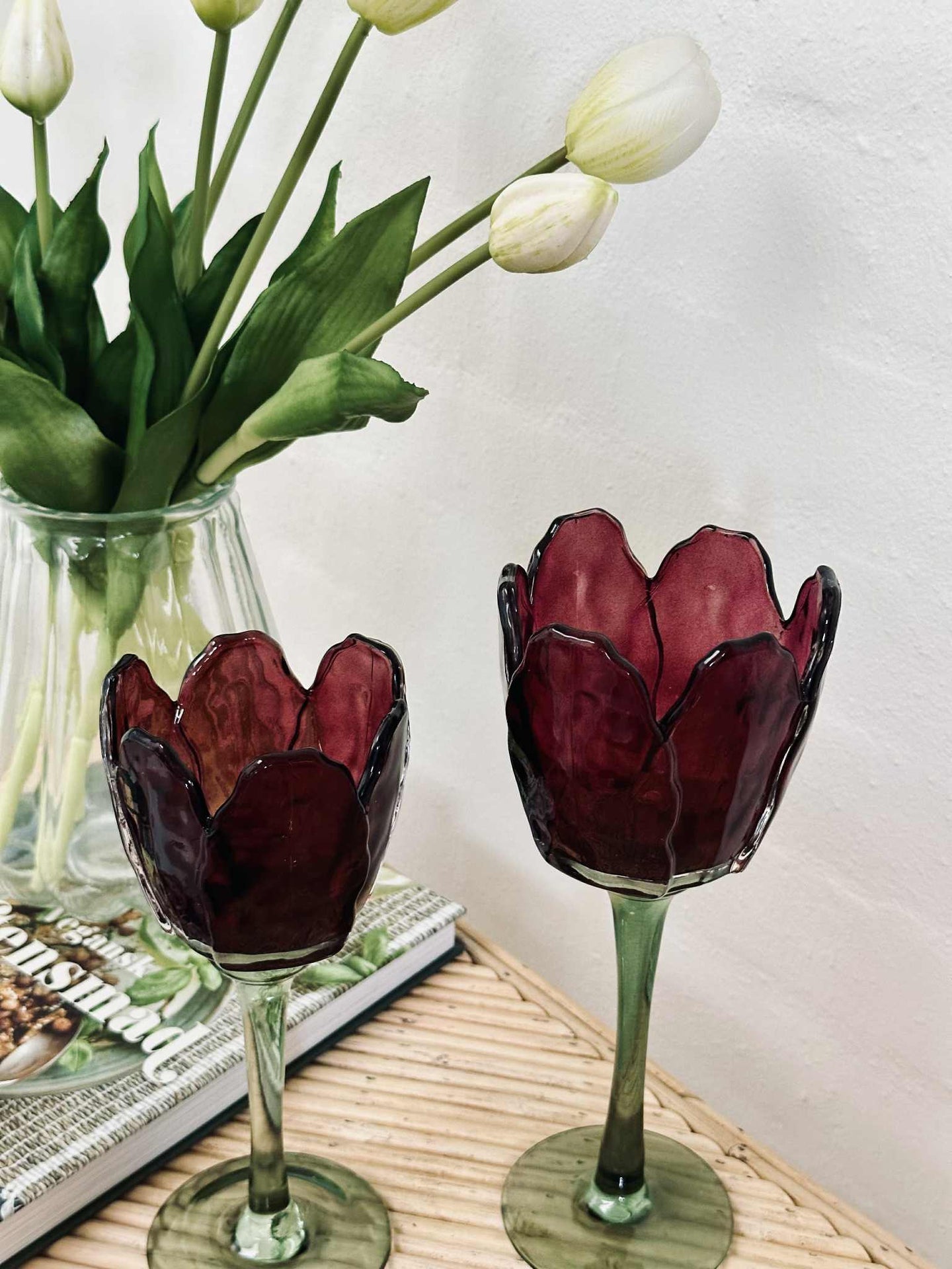 Ljusstake flower - Vinröd / grön