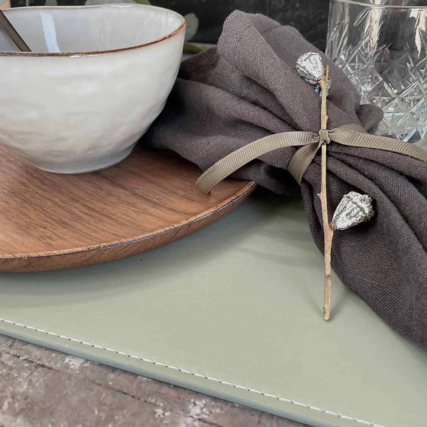 Dækkeserviet - 30x45 Støvgrøn - VIAMAJA.DK