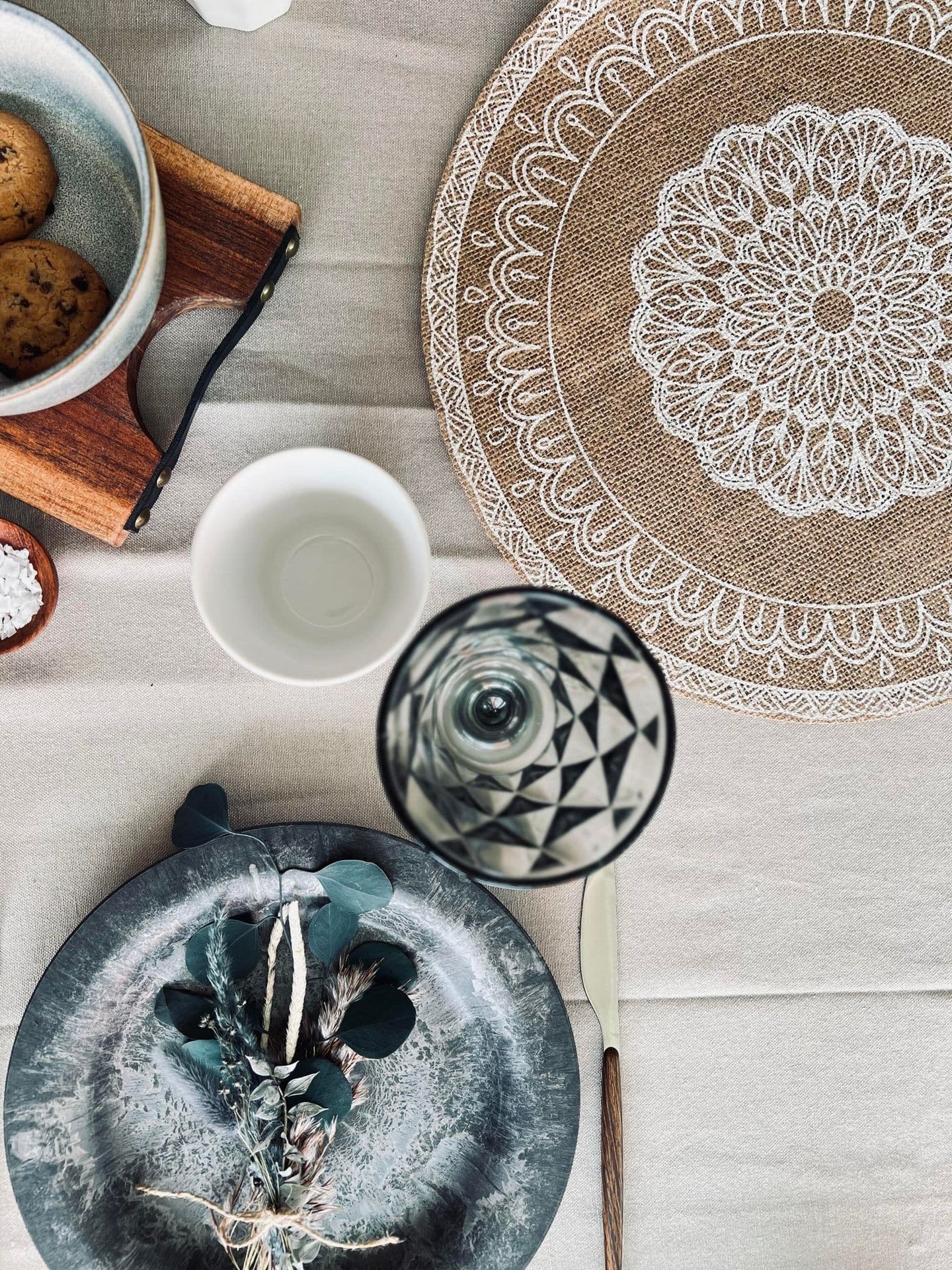 Dækkeserviet i Jute - White boheme Mix - VIAMAJA