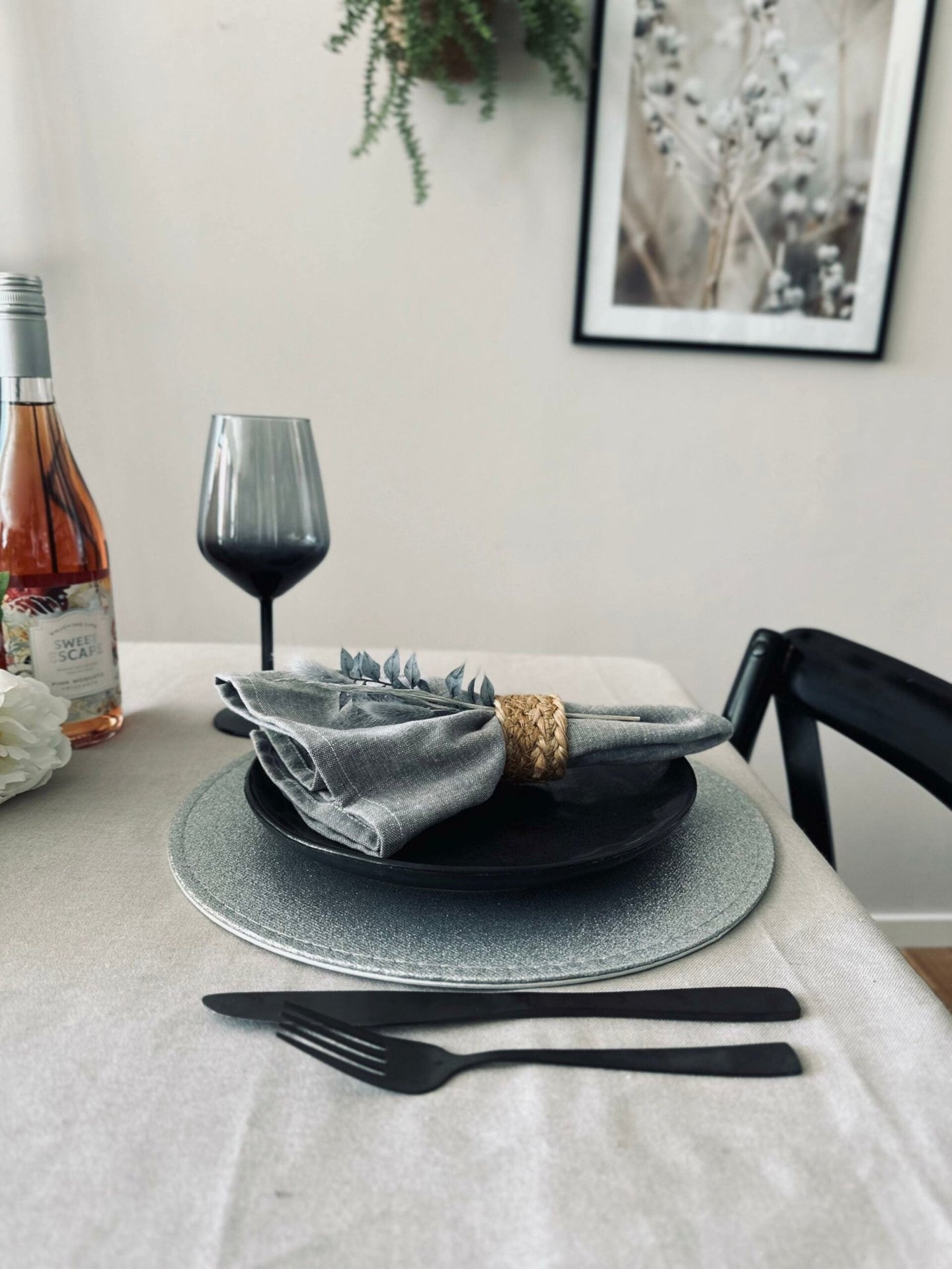 Dækkeserviet – Sølv glimmer - VIAMAJA.DK