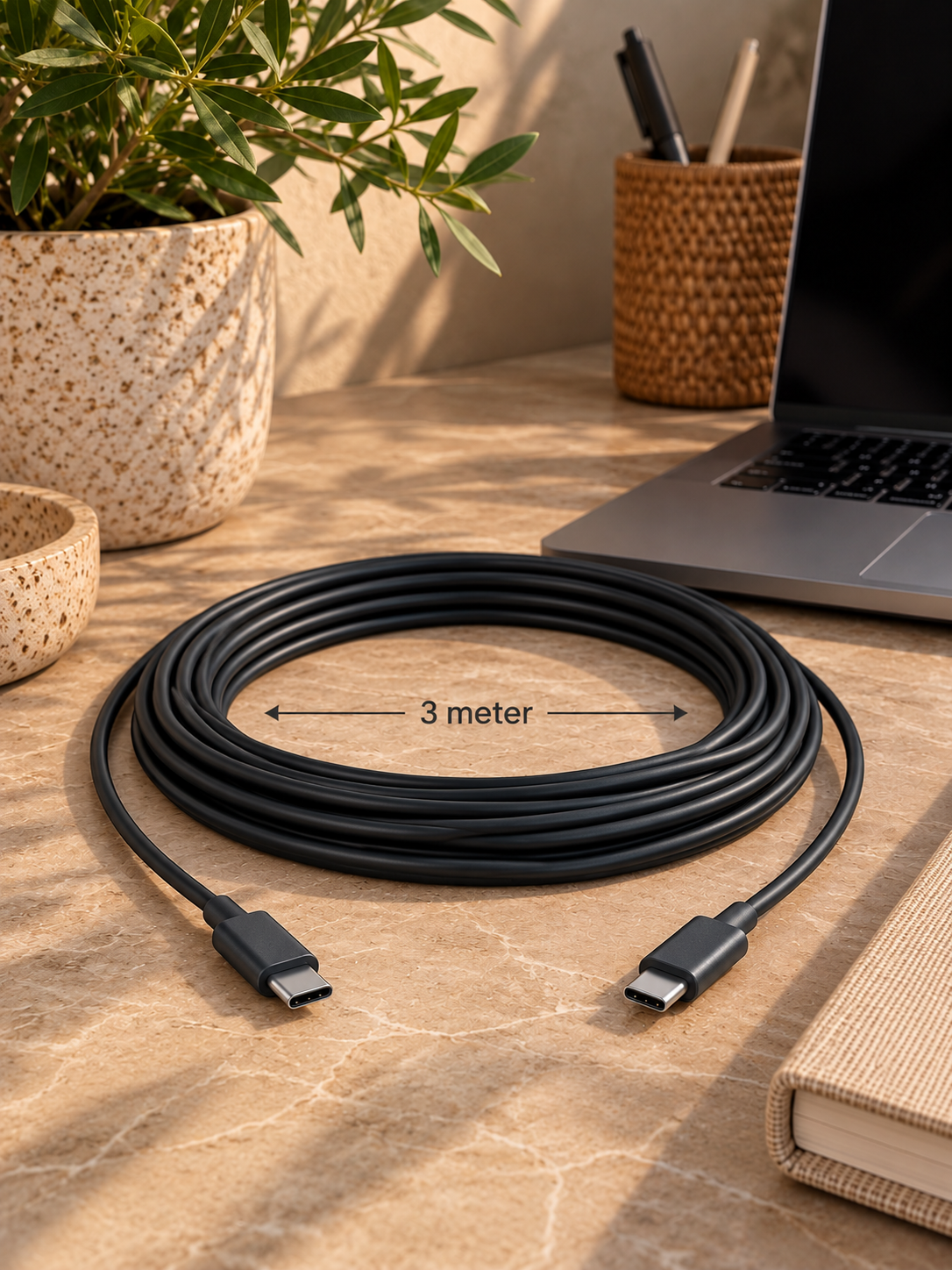 Laddningskabel USB-C till USB-C – 3 m svart