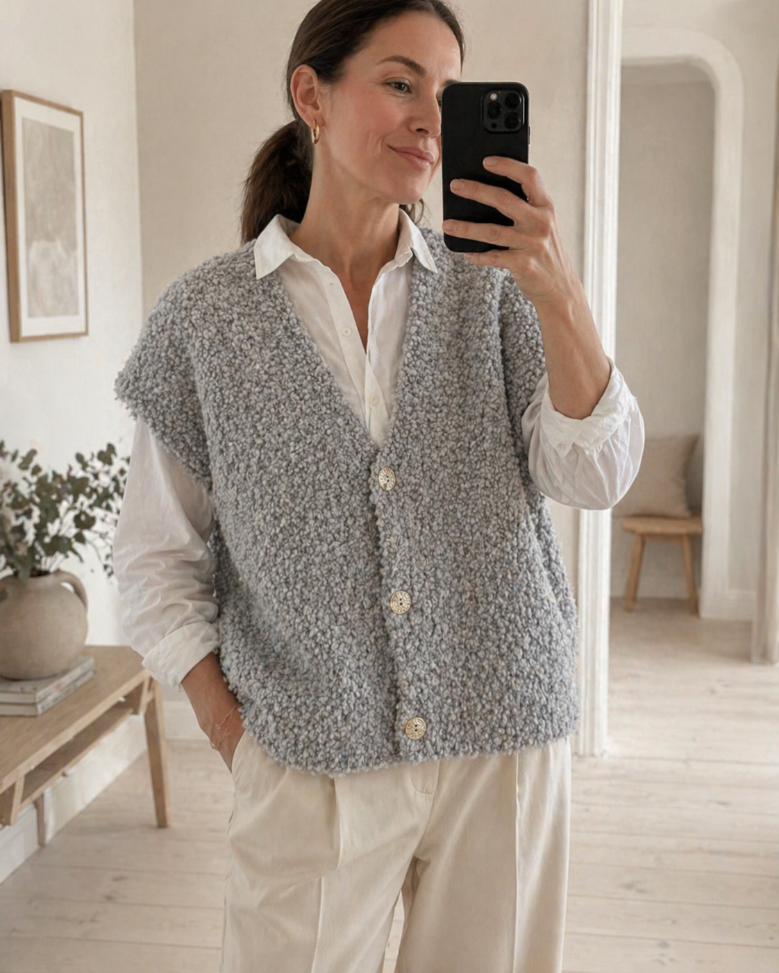 Cardigan med korta ärmar - Grå