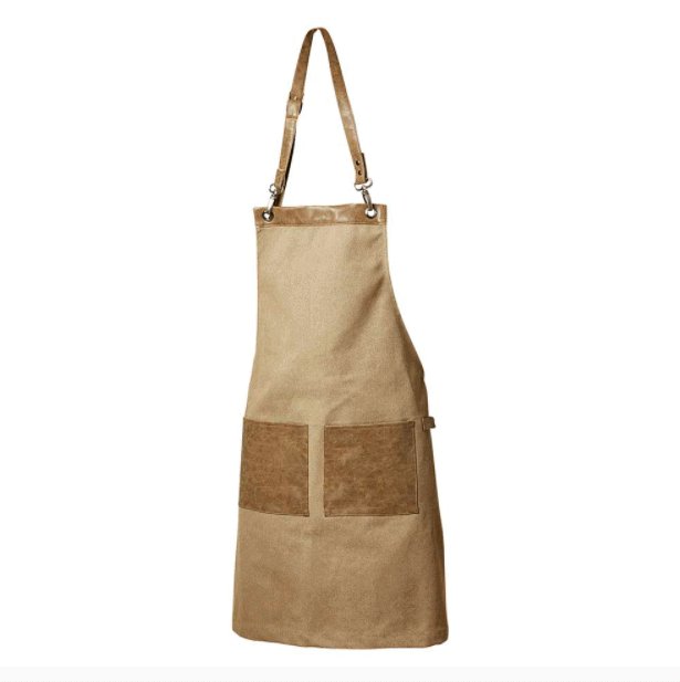 Forklæde Kanvas med 2 lommer - Lys brun - VIAMAJA.DK
