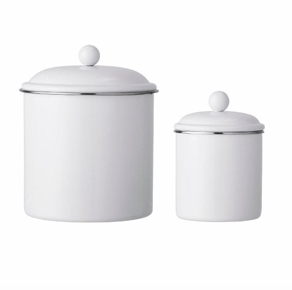 Krukker med låg - 2 Stk i hvid metal - VIAMAJA.DK