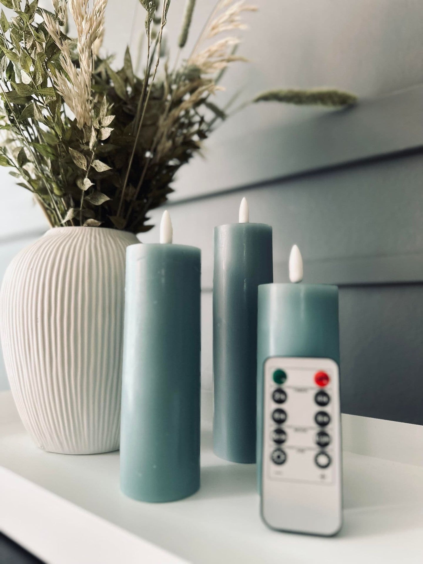 LED Bloklys / Sea blue 3 stk – Inkl. fjernbetjening - VIAMAJA.DK