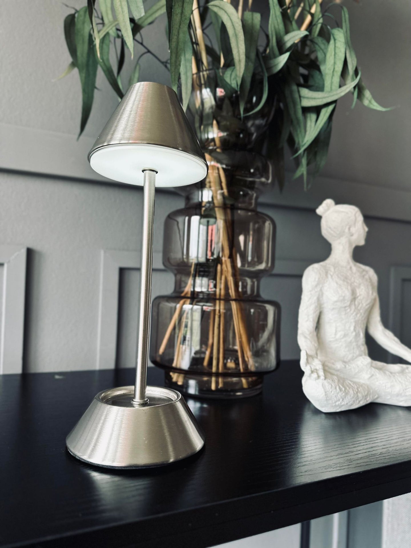 LED bordlampe Silver – genopladelig 2 stk - VIAMAJA.DK