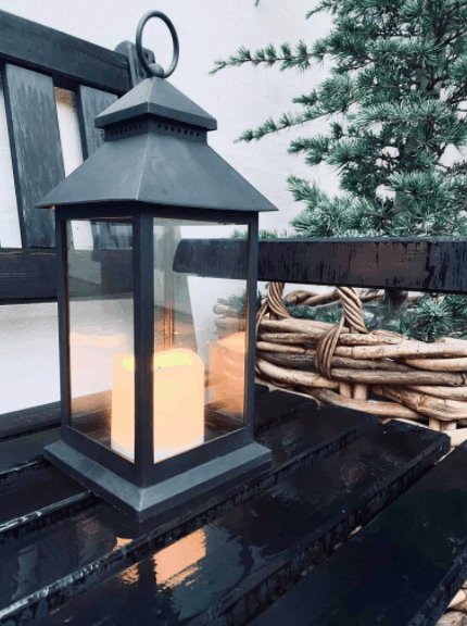 LED Lanterne i plast m. timer - 25cm - Sort - VIAMAJA.DK