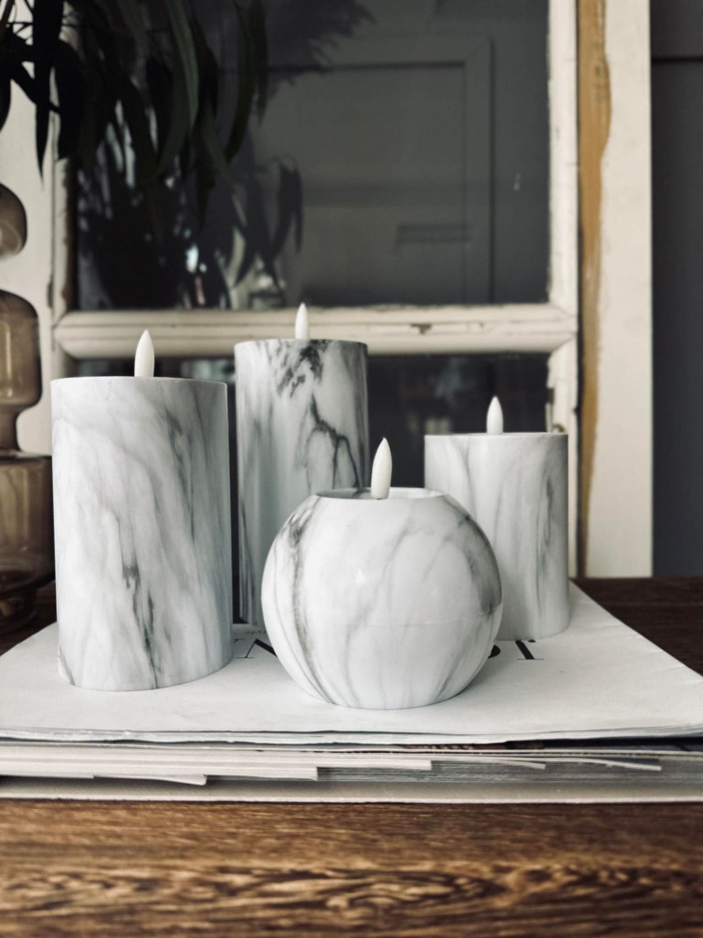 LED marmor bloklys 15cm Grå - VIAMAJA.DK