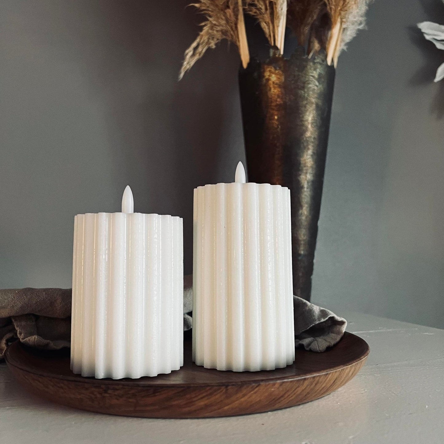 LED Rillet bloklys - Hvid 12,5 cm - VIAMAJA.DK
