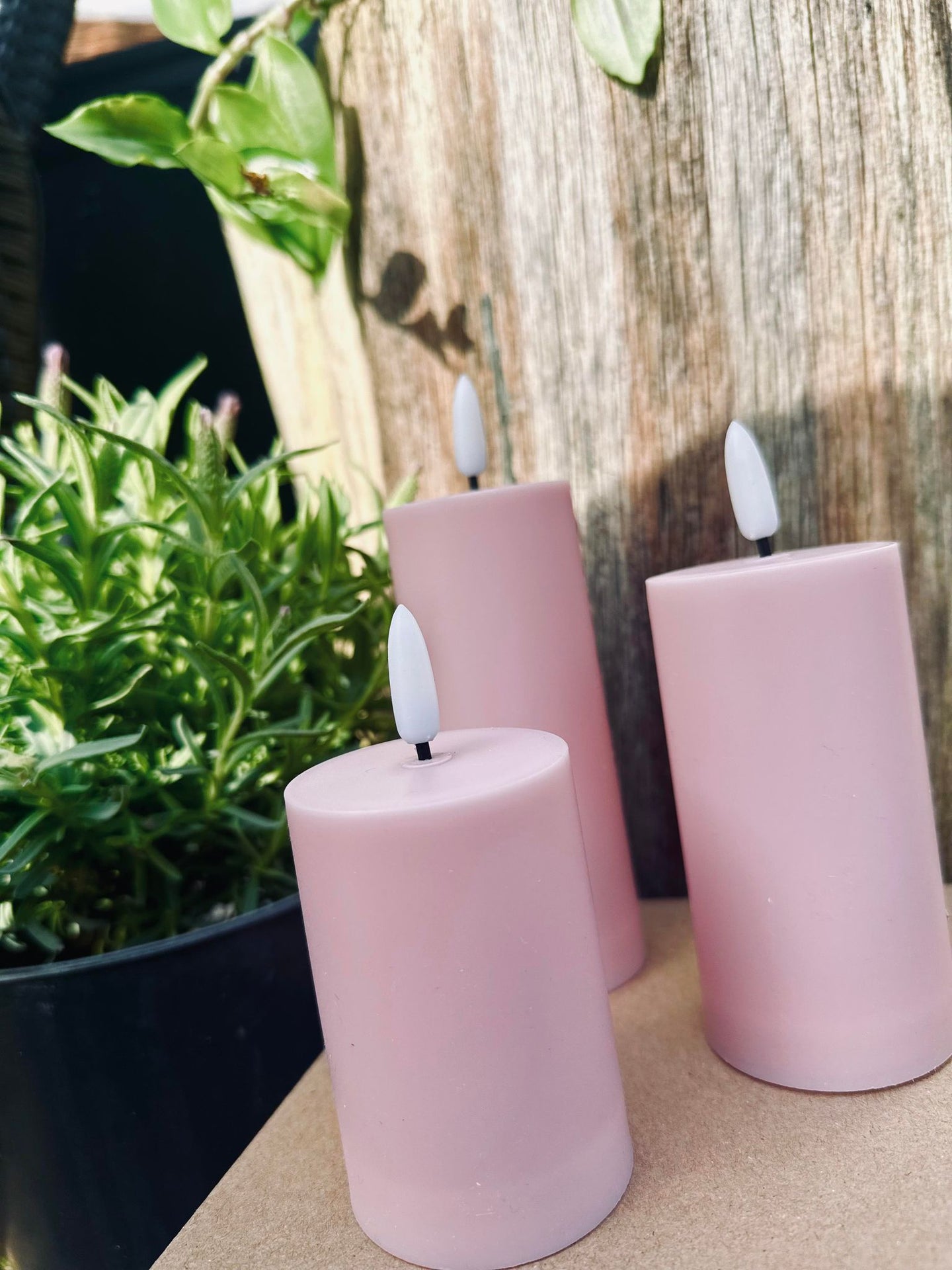 LED Udendørs Bloklys sæt af 3 stk - Rosa - VIAMAJA.DK