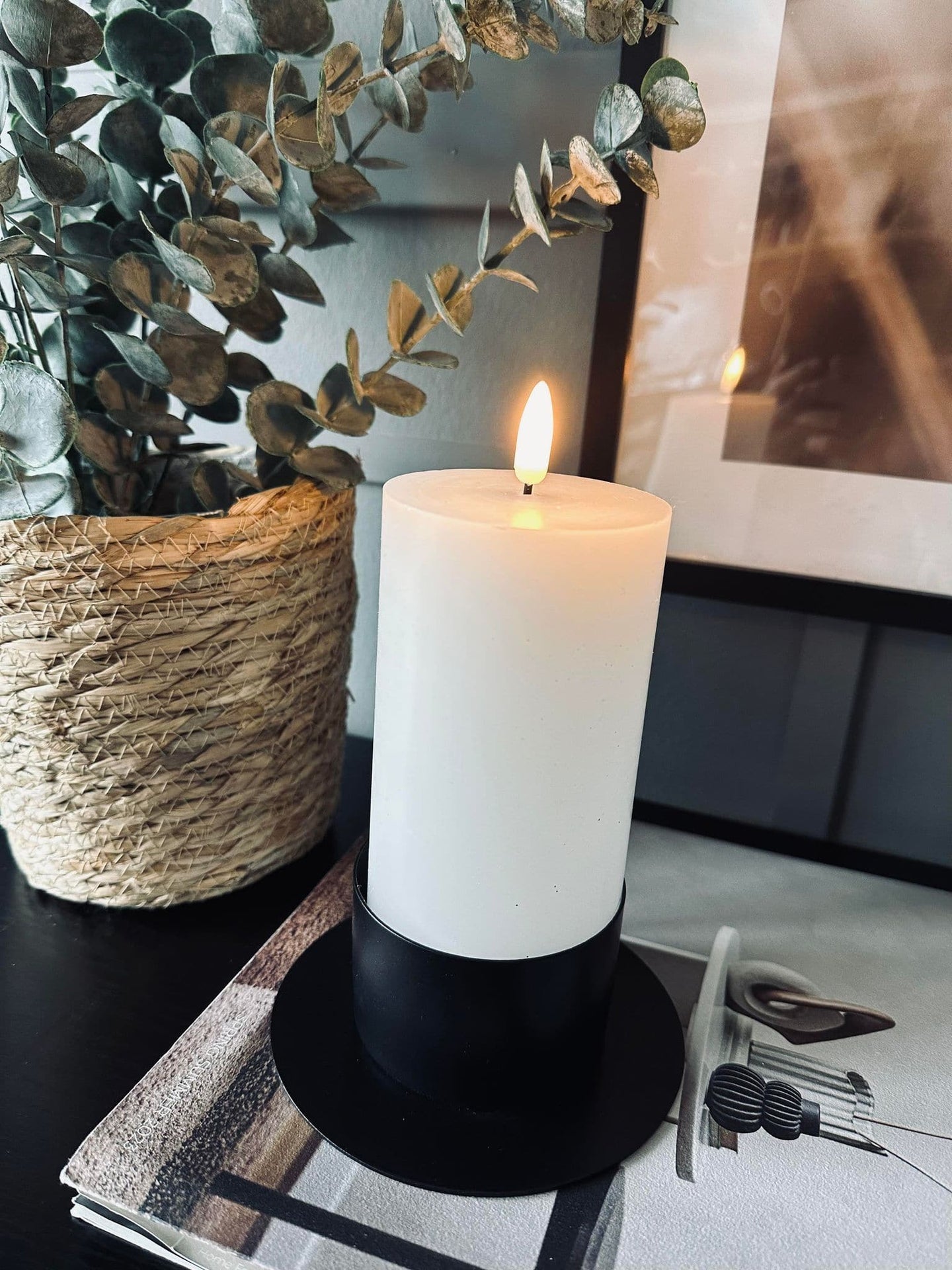 Lysestage KOMBI Black til bloklys dia 5cm + dia 7cm - VIAMAJA.DK