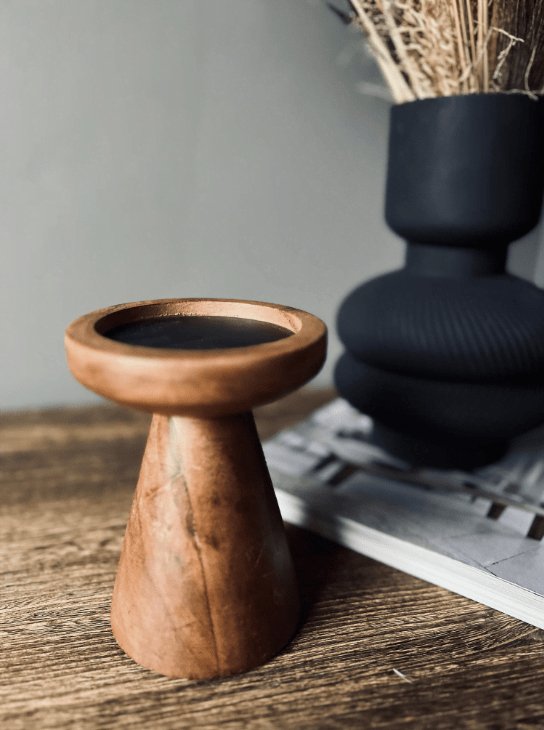 Lysestage til bloklys – Konisk wood 10cm - VIAMAJA.DK